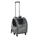 Trolley Zaino Trasportino per Cani e Gatti 43x33x51,5 cm in Tessuto Oxford e Poliestere Grigio e Nero