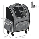 Trolley Zaino Trasportino per Cani e Gatti 43x33x51,5 cm in Tessuto Oxford e Poliestere Grigio e Nero