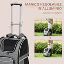 Trolley Zaino Trasportino per Cani e Gatti 43x33x51,5 cm in Tessuto Oxford e Poliestere Grigio e Nero