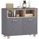 Mobile Bagno con Armadietto e Vani Aperti 80x35x70 cm Grigio   