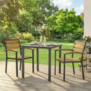 Set 2 Sedie Impilabili da Esterno 56x59x84 cm in Legno e Acciaio Colore Legno e Nero      
