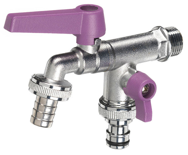 Rubinetto a Sfera Doppio per Fontana da Giardino con Leve Colorate Belfer RUB/027 Viola online