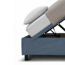 Letto Singolo Contenitore Imbottito Microfibra Blu BoxMax Testata Soft Varie Misure