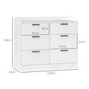Cassettiera 6 Cassetti Piano con Bordi Rialzati 110x40x88 cm in Legno Bianco 