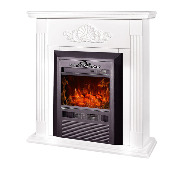 sconto Camino Elettrico da Pavimento 90x90x27 cm Effetto Fiamma 2000W Sorina & Cristina Bianco