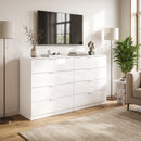 Cassettiera 4 Cassetti Moderna 70x34x79 cm con Guide Scorrevoli in Truciolato Bianco Lucido      