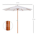 Ombrellone da Giardino Ø2,7 m Palo Ø38 mm in Legno di Pioppo e Bambù Beige