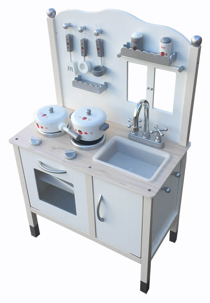 Cucina Giocattolo in Legno con Utensili 50x30x88 cm Miller Cottage Grigia