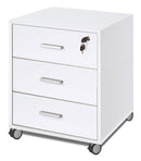 Cassettiera 3 Cassetti su Ruote 50x70x41 cm Bianco Fiammato