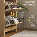 Scarpiera Slim per 18 Paia di Scarpe 72x26x112 cm 3 Cassetti con 2 Ripiani Regolabili e Rimovibili Naturale      