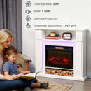 Camino Elettrico da Pavimento 105x27x97 cm 1800W Regolabile con Fiamma 3D Timer e Telecomando Bianco      