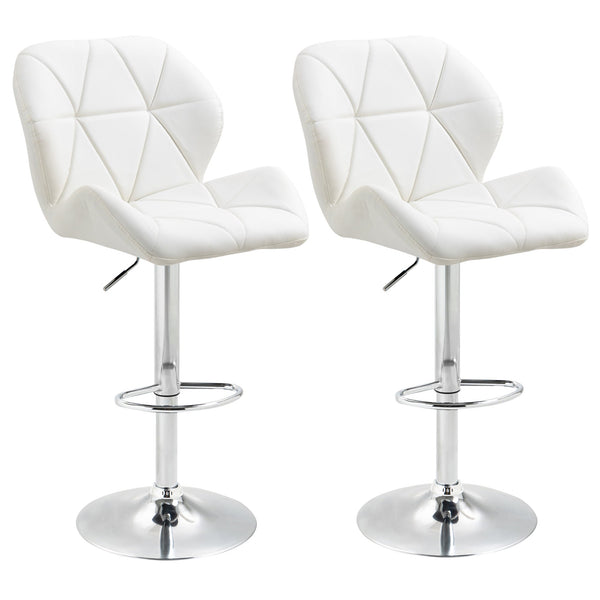 prezzo Set 2 Sgabelli da Bar 51,5x57,5x93-114,5 cm in Similpelle Bianche