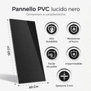 Set 6 Pezzi Pannello Decorativo Effetto Specchio 120x60 cm in PVC UV Ultra Slim Nero Fumè  