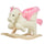 Dondolo per Bambini in Legno Cavallo in Peluche   Bianco e Rosa