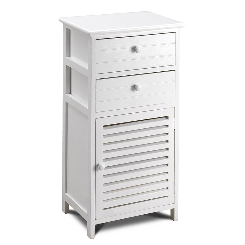 Cassetiera con 2 Cassetti e 1 Anta in Legno Paulownia Bianco Fadi