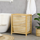 Cesto Portabiancheria a Doghe 50x36x60 cm Sacca Rimovibile in Bambù e Tessuto