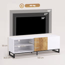 Mobile Porta TV fino a 55 Pollici 140x36,5x50 cm con Ripiani Regolabili e Armadietto in Legno Bianco      