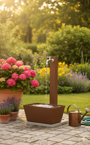 Fontana da Giardino con Rubinetto Vaschetta e Base Belfer 42/QVR Ruggine