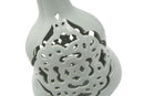 Vaso Carving Bianco 21,5x14x35,5 cm Porcellana Azzurro