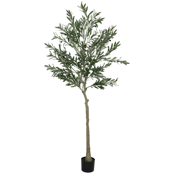 Pianta Artificiale di Olivo Alta 180 cm con 900 Foglie e 40 Olive Vaso Incluso Nero sconto
