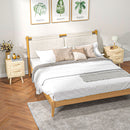 Set 2 Comodini con 2 Cassetti 40x40x56 cm in Legno e Rattan Naturale