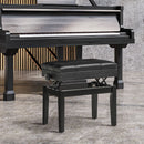 Sgabello per Pianoforte Altezza Regolabile 46-56 cm con Vano Contenitore Nero  