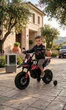 Moto Elettrica per Bambini Aprilia RX-125 Small 12V Cross Sedili In Pelle Luci Led Bluetooth Sospensioni a Molla Rosso