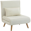 Poltrona Letto Singola 3 in 1 72x75x85 cm Reclinabile su 5 Livelli con Cuscino e Seduta Imbottita in Tessuto Effetto Lino Crema      