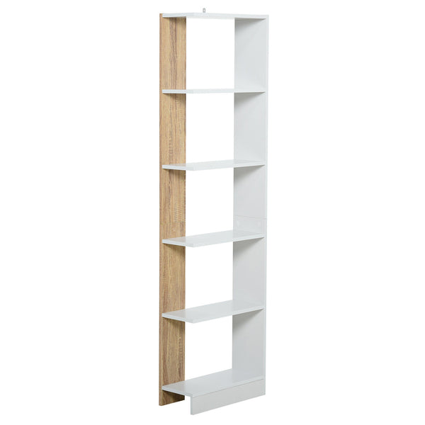 online Libreria 5 Ripiani 45x21x170 cm Bianco e Rovere