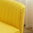 Divano 2 Posti Design Minimal Senza Braccioli in Tessuto con Gambe in Legno 117x56,5x77 cm Giallo