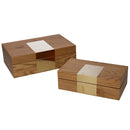 Set 2 Scatole in Legno marrone rettangolare 