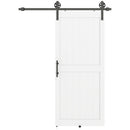 Porta Scorrevole in Stile Country con Binario 91,5x 213,4A cm in Legno e Acciaio Bianco e Nero   