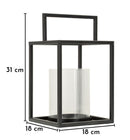 Lanterna Simply Open Ø18x31 cm in Metallo e Vetro Nero      