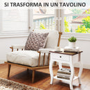 Comodino in Stile Francese con Cassetto 45x35x55 cm in MDF Bianco e Rovere   