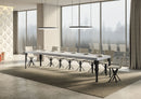  Tavolo Allungabile 140-400x90x77 cm Paxon Premium Bianco Frassino Telaio Antracite