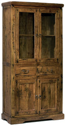 Mobile Vetrina 4 Ante 2 Cassetti in Legno Antic Chiaro