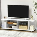 Mobile TV 60"" con Luci a 12 Colori e 2 Ripiani Regolabili 144,8x40x45 cm in Truciolato e Vetro Bianco