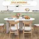 Tavolo Pieghevole da Pranzo 163x80x75 cm con 2 Ribalte Ovale in Legno Bianco  