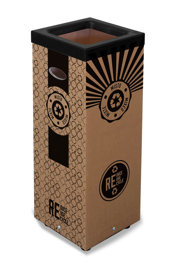 Pattumiera Per Raccolta Rifiuti 28x28xh70 cm in Cartone Con Stampa Grafica Rifiuto Misto Beige online