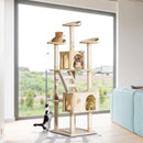 Albero Tiragraffi in Bambù con Morbido Peluche Beige 60x50x180 cm 