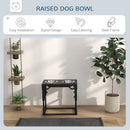 Portaciotole per Cani a 7 Altezze Regolabili  44x27x51 cm con 2 Ciotole Rialzate Ø19x6 cm in Acciaio Nero