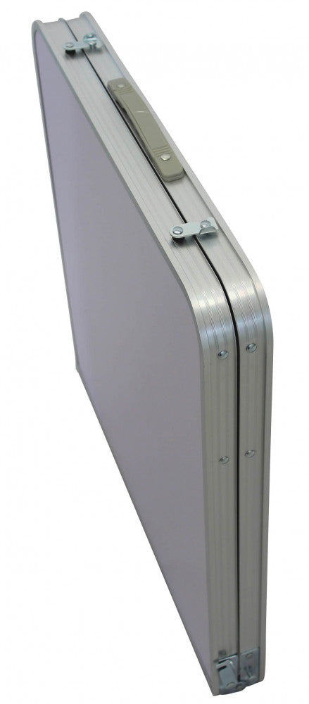 Set Tavolo Pieghevole con 4 Sgabelli da Campeggio in Alluminio Bianco