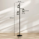 Lampada da Terra 40 W 34x34x164 cm con 3 Lampadine LED E27 Dimmerabili 3 Temperature di Colore e Telecomando in Acciaio e Cristallo Nero      