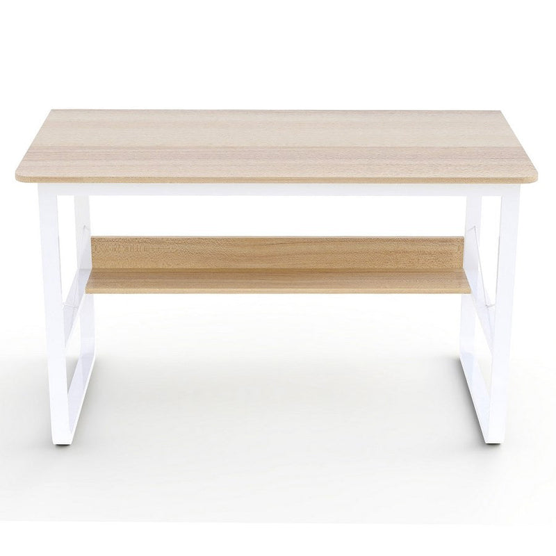 Scrivania da Ufficio 120x60x72 cm in Metallo e Legno Carla Bianco/Frassino