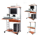 Scrivania Porta Pc 70x55xH130 cm in Vetro con Portatastiera Swift Ciliegio