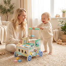 Girello per Bambini 1-3 Anni 41x31,5x47 cm Carrello Primi Passi con Vano Portaoggetti in Legno Multistrato Verde      