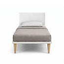 Letto Singolo con Rete Rivestita Similpelle Bianco Tessis Testata Flat Varie Misure