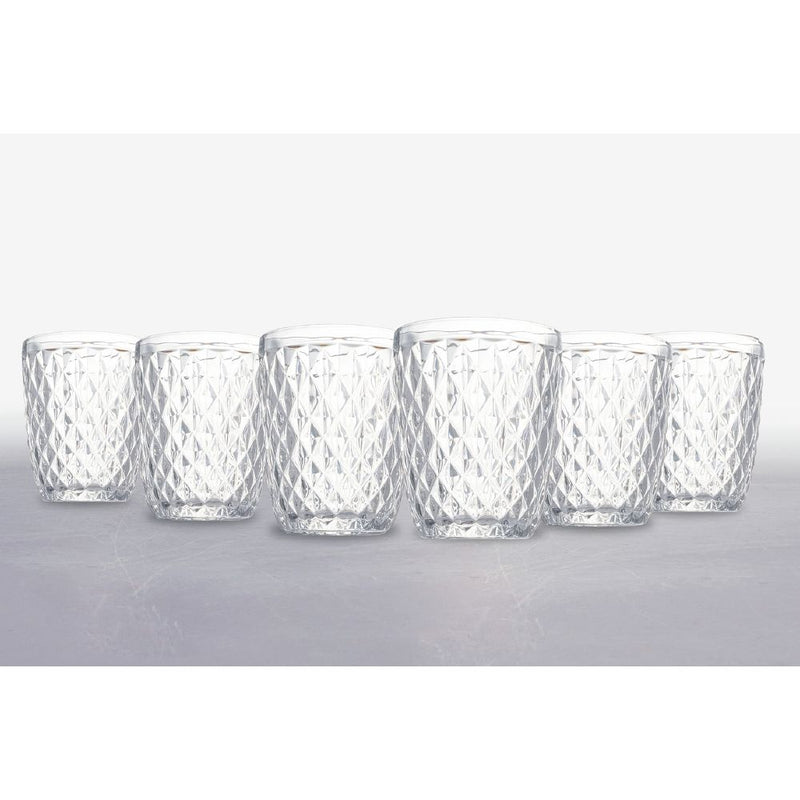 Set 6 Bicchieri Acqua Diamond in Vetro VdE Tivoli 1996 Trasparente