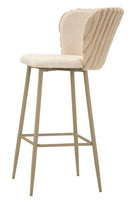 Sgabello Bar Alaska B Crema Set 2 Pz 55x58x106 cm in Compensato e Spugna e Ferro e Poliestere Crema      