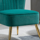 Poltrona Moderna Imbottita 56x65,5x82,5 cm in Tessuto Vellutato Verde